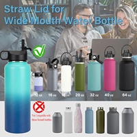 Bouchon à bec large pour bouteilles de sport Hydro 18oz-64oz, flacons à vin, thermos – Remplacement anti-déversement, anti-fuite, avec paille portable