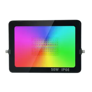 50W Slimme Led Schijnwerper Rgb Kleurveranderende App Op Afstand Waterdichte Timing Buiten Tuinmuur Boom Led Landschapsverlichting