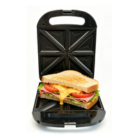 Grille-pain électrique automatique 4 tranches 2000W avec plaques antiadhésives, voyants LED, machine compacte pour panini et petit-déjeuner à domicile