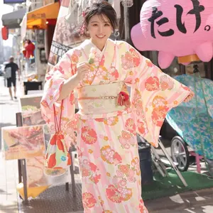 Yukata japonais traditionnel pour femmes, avec photographie Obi blanche, Kimono classique, robes, Costumes de danse, nouvelle collection 2023