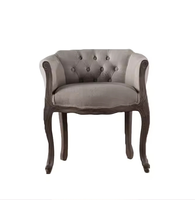Fauteuils de loisirs en velours de style vintage avec pieds en bois massif incurvés et dossier à boutons pour salon