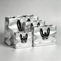 Tas Kertas Kemasan Hadiah Belanja Custom Grosir Desain Cetak Foil Warna Perak Dengan Logo Anda Sendiri