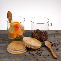 Récipient en verre avec couvercle et cuillère, pour stockage de biogaz, conteneurs alimentaires biodégradables, accessoires de cuisine, récipient alimentaire en borosilicate