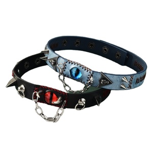Collana Trendy Unisex Stile Diavolo con Rivetti Blu Nebbia e Colletto Harajuku, Retrò Stile Wasteland - Product Image 1