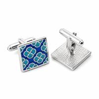 Grosir Fashion Kancing Manset Logam Enamel Pria Pola Kustom untuk Kemeja Prancis Aksesoris Jas Bisnis Pernikahan