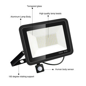 YxoLEDフラッドライトPIRモーションセンサー10W20W 30W 50W100Wコールドウォームホワイトリフレクター防水IP66屋外誘導照明 - Product Image 3
