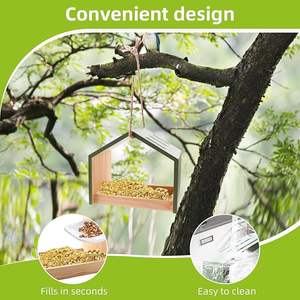 Mangeoire à oiseaux en bois robuste-Mangeoire à oiseaux sauvage extérieure facile à installer pour l'arrière-cour - Product Image 5