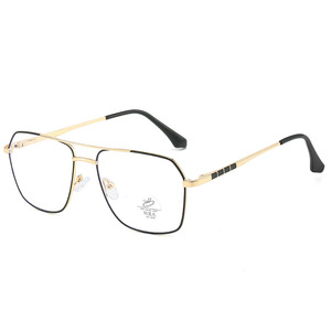 Hochwertige Spezifikationen für Männer Anti Blaulicht Doppel leiste Ovales Quadrat Blau Silber Legierung Rahmen Feder scharnier Optisch - Product Image 4