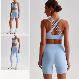 Abbigliamento sportivo personalizzato senza cuciture donna abbigliamento sportivo <span class=keywords><strong>Push</strong></span> <span class=keywords><strong>up</strong></span> <span class=keywords><strong>reggiseno</strong></span> Yoga Cross Back Yoga Top imbottito <span class=keywords><strong>reggiseno</strong></span> sportivo da donna - Product Image 3