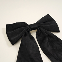 Grande pince à cheveux en tissu 17x24cm avec long ruban noir, accessoires pour cheveux pour filles et femmes