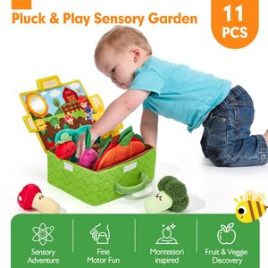 Muñeco Cognitivo para Bebés - Juguete de Peluche de Verduras y Frutas con Sonajero de Papel Arrugado, Espejo Interactivo para Bebés y Reconocimiento de Vegetales - Product Image 3