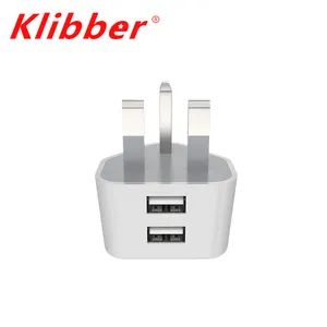 Contoh gratis CE disetujui 10W 5W portabel 3Pin UK dinding Usb pengisi daya port ganda 5V1A 5V2A adaptor catu daya untuk Apple