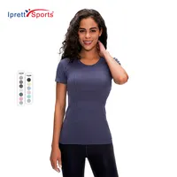 Kaus Olahraga Lengan Pendek Slim Fit Wanita, Baju Atasan Nyaman Aktif Latihan Gym