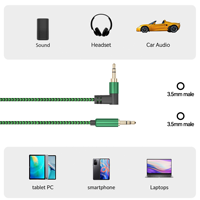 Cable de Audio AUX de 3.5mm Recto a en Ángulo Recto, Alta Fidelidad sin Pérdidas para Auriculares, Cobre Libre de Oxígeno, Transmisión Estable