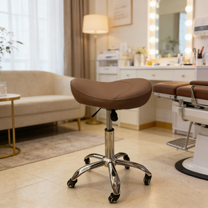 Professional Saddle <b>Stool</b> Rolling Chair for Beauty Salon Adjustable Hydraulic <b>Stool</b> <b>with</b> <b>Wheels</b> Stainless Steel 360 Swivel - Product Image 2