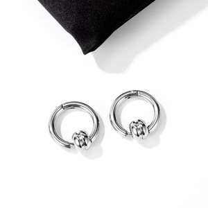 Boucles d'oreilles circulaires au design minimaliste japonais et <span class=keywords><strong>coréen</strong></span>, personnalisées, rétro, pour hommes, en acier inoxydable, pour boîte de nuit, cadeau - Product Image 3