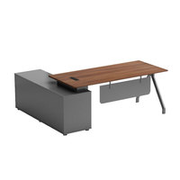 Bureau de direction en bois en forme de L, moderne et luxueux LIYU, avec un grand meuble de classement à portes coulissantes assorti, bibliothèque, ensemble de meubles de bureau