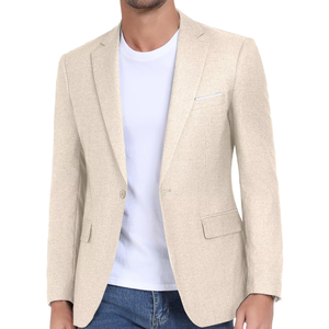 Blazers pour hommes avec coupe ajustée moderne, confection haut de gamme en polyester, simple boutonnage, col cranté - Product Image 1