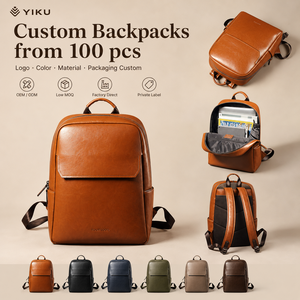 <span class=keywords><strong>Sac</strong></span> à dos <span class=keywords><strong>vintage</strong></span> en cuir véritable marron YIKU pour <span class=keywords><strong>homme</strong></span>, compartiment pour ordinateur portable, bretelles rembourrées, multi-poches, OEM, <span class=keywords><strong>voyage</strong></span>, collège, école - Product Image 2