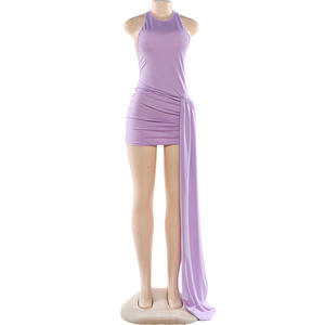 Viviblook Z320DS02 Nuevo Vestido Mini Bodycon Sexy sin Mangas con Cuello Redondo y Lazo para Mujer, Moda de Verano para Fiesta en la Playa - Product Image 2