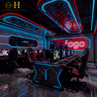 Design moderne de salle de jeux pour cafés Internet et e-sports ergonomiques, et mobilier durable pour club de jeux, y compris une table d'ordinateur