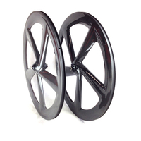 Personnalisé 5 Rayons Pneu Roue 20.5mm Large Pneu Roues Avant V Frein Vélo De Route Roue Arrière Piste Vélo Carbone Roue