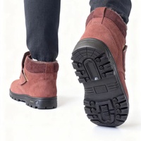 Sepatu Safety Kulit Sapi High Top Pria Berlapis Bulu Anti-Hantam Anti-Tusuk Sepatu Kerja Kulit Sapi