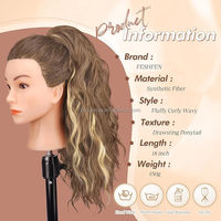 Extensiones de cola de caballo Largo Rizado Ondulado Cordón Cola de caballo Esponjoso Cola de caballo Pieza de cabello Postizos sintéticos para mujeres