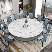 Rock Board Hotel Marmorplatte Esstisch Elektrische Automatik Zeitgenössisches Design Langlebig für 10-20 Personen Bankett Leucht tisch