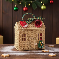 Panier cadeau de Noël en rotin PP disponible pour l'emballage, panier portable pour enfants, panier de rangement pour la maison, accessoires de décoration de festival