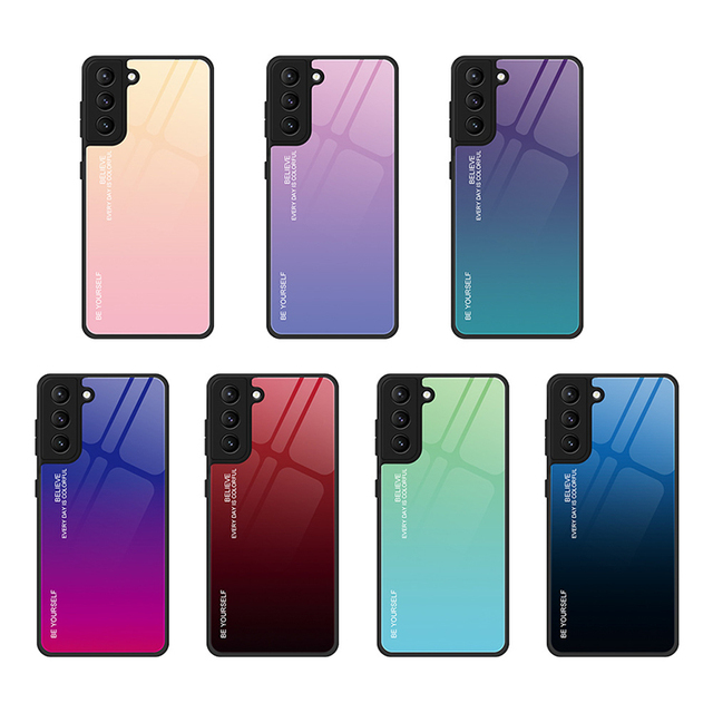 Colorful Tempered Glass Back Fashion Phone Case for Samsung S21S22 Luxury Tempered Glass for Samsung S22 Ultra