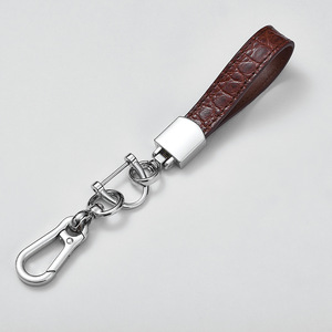 Genuine Leather Car Keychain Crocodile Skin Metal Zinc Alloy <b>Keyring</b> Accessory For <b>Men</b> Women Gift - Product Image 3