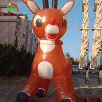 Cerf géant gonflable à nez rouge, dessin animé, décoration de cour extérieure, Arty, evénement publicitaire, décoration de noël