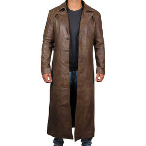 Unique Design Custom PU Leather Made Long Coat for Men Soft and Winter Warm Custom Fabric Hot Selling Men's Long Coat - Product Image 1
