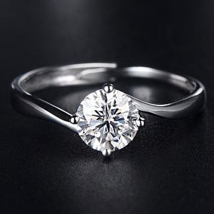 Anillo de Bodas de diamantes de moissanita con apertura de cuatro garras y brazo de torsión de plata esterlina S925 - Product Image 2