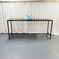 Table de bar moderne en acier inoxydable noir, haute, longue et étroite, de forme rectangulaire