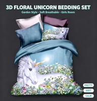 Parure de lit populaire en microfibre à imprimé numérique floral et licorne personnalisée