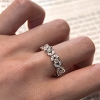 Bague Éternité Florale en Moissanite, Argent 925 Plaqué Or Blanc, Bague Empilable de Mariage pour Femme, Cadeau