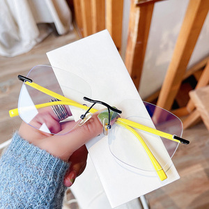 Rimless Anti Blue Light Glasses <b>Metal</b> <b>Frame</b> PC Lenses Unisex Plano Eyewear - Product Image 1