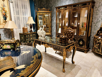 Bureau en bois massif de style européen Yips LD-2503-2367 pour salle d'étude, chambre à coucher, motif floral et d'oiseaux peint à la main, classique