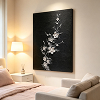Peinture sur toile florale minimaliste noir et blanc, impression 3D, faite à la main, paysage, décoration murale pour maison moderne, hôtel, chambre, galerie