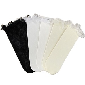 Annie's Lace Trimmed Mid Calf <b>Socks</b> White <b>Black</b> Beige Breathable Slouch Style Women's <b>Socks</b> - Product Image 4