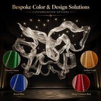 Grand lustre moderne en verre pour hall d'hôtel et villa, avec rubans décoratifs, luminaire suspendu, conception personnalisée