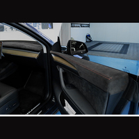 Housse de tableau de bord de luxe italienne pour Tesla Model 3/Y 2016-2022, noire, surpiquée, 2 mm d'épaisseur, accessoires de voiture