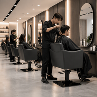 Chaise de barbier professionnelle ergonomique hydraulique en acier réglable pivotante à 360 degrés pour salon de coiffure, coupe de cheveux, permanente, coloration et coiffage
