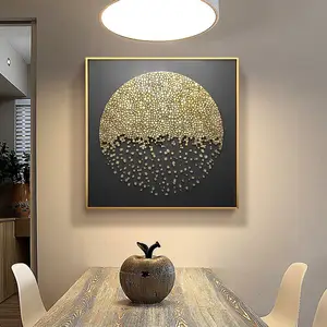 Lukisan bulan emas abstrak kustom di dinding abstrak mewah untuk dekorasi rumah kantor lukisan dinding poster seni dinding