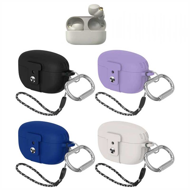 Bluetooth Headset Silicone Protective Case Soft Case Metal Studded Buckle Switch Model With Hook for Sony WF-1000XM5