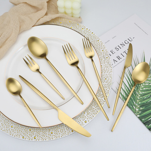 Bán buôn thiết kế mới Bồ Đào Nha mạ Vàng Flatware muỗng nĩa và dao 304 thép không gỉ thiết lập dao kéo cho đám cưới tổ chức sự kiện - Product Image 1