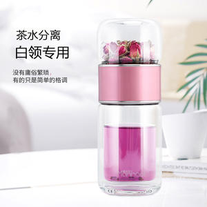 Tasse à thé en verre à double paroi avec filtre, tasse à café portable, bouteille d'eau transparente résistante à la chaleur pour le bureau et l'extérieur - Product Image 3