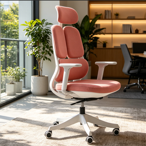Chaise de <span class=keywords><strong>bureau</strong></span> ergonomique en maille avec appui-tête fixe, dossier segmenté, coussin d'assise rembourré, support lombaire, siège rotatif, hauteur réglable - Product Image 1